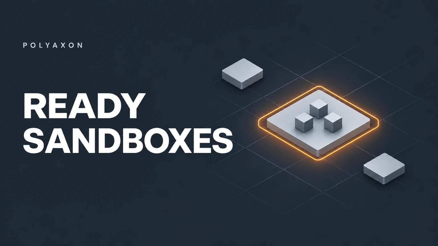 READY SANDBOXES: one amber glowing occupied silver platform beside two cool idle silver platforms
