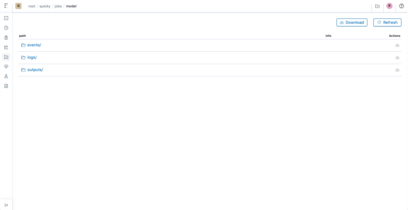 Outputs page