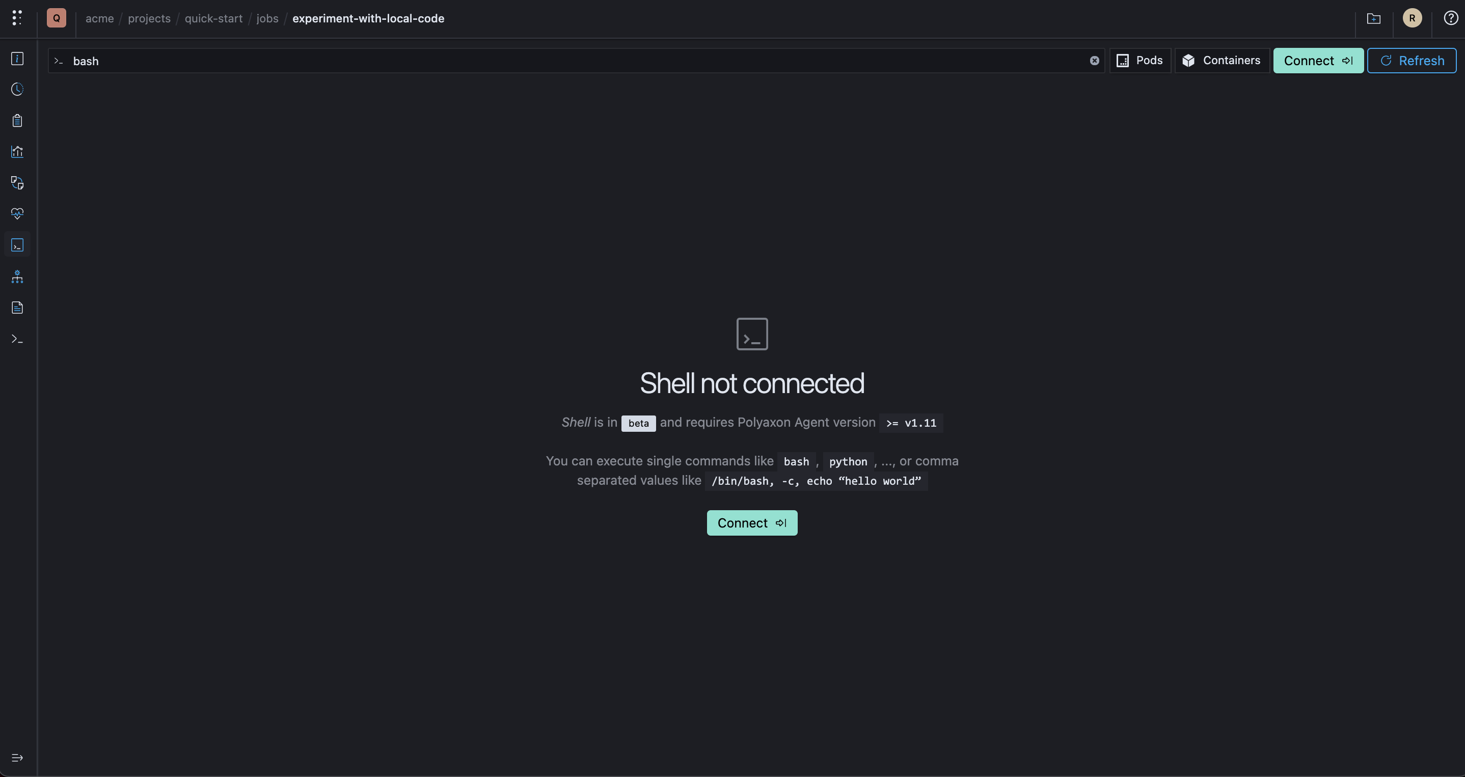 Polyaxon v1.11: UI Operation Inspection and Container Shell