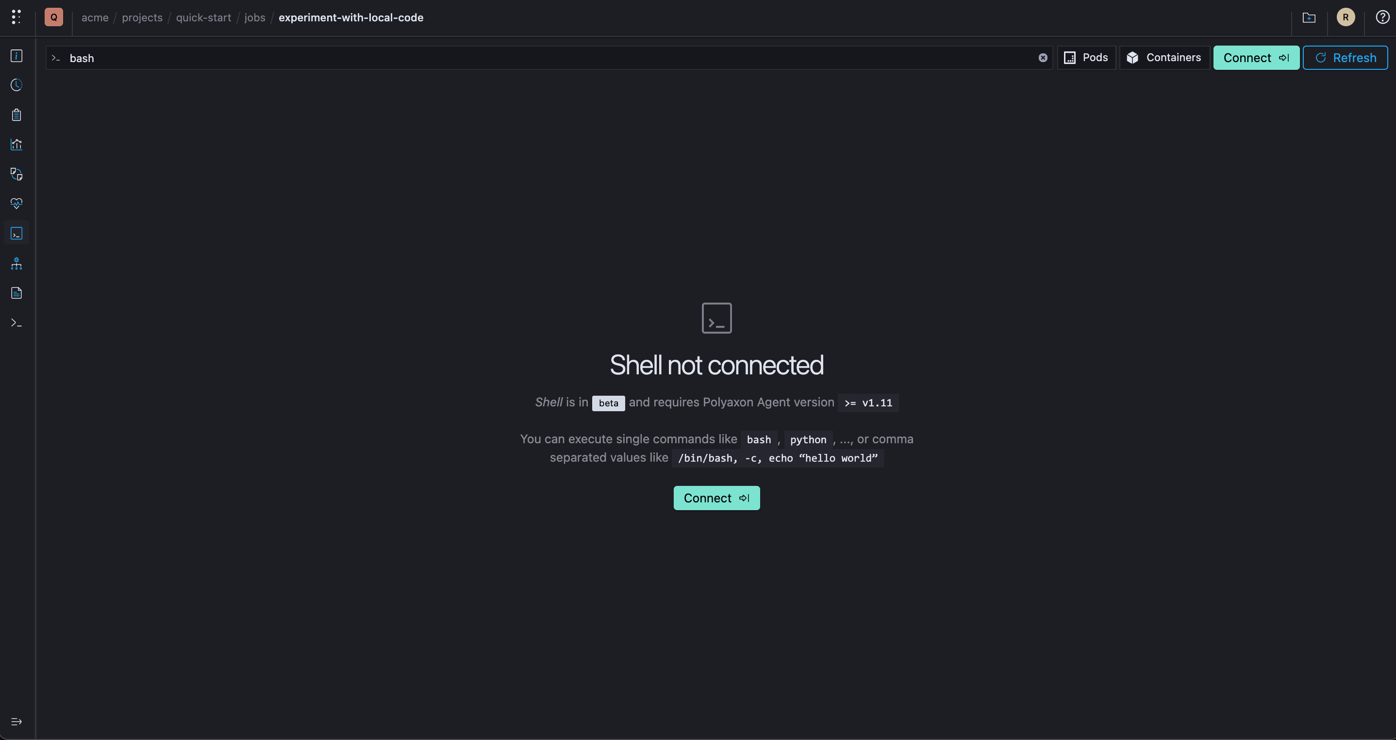 Polyaxon v1.11: UI Operation Inspection and Container Shell