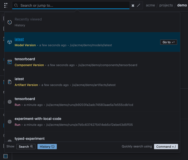 Polyaxon v1.15: Global Search & Recently Viewed