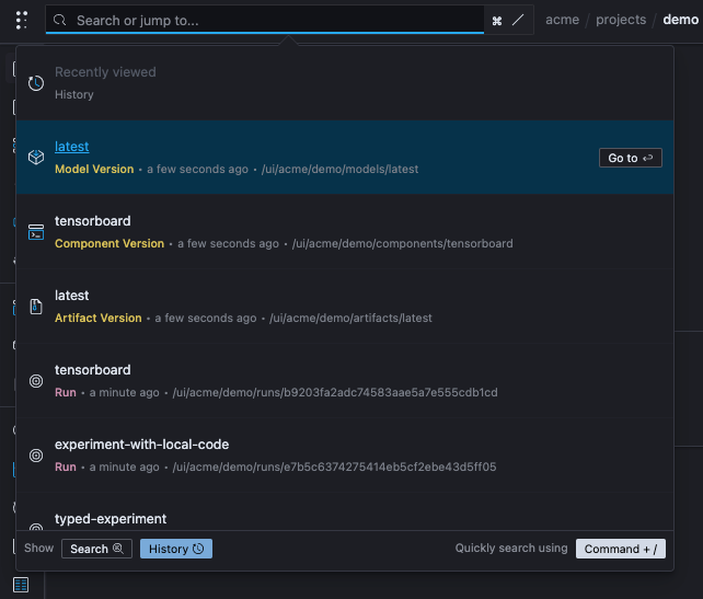 Polyaxon v1.15: Global Search & Recently Viewed