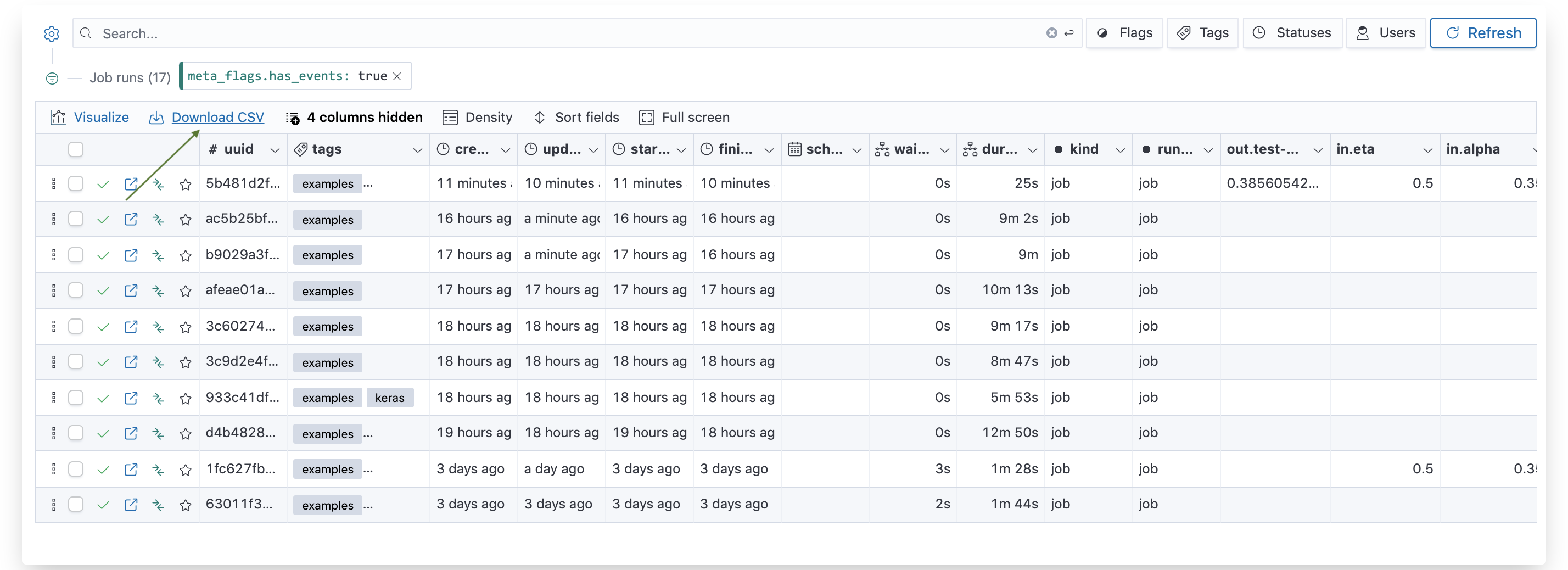 Polyaxon v1.7: CSV Download