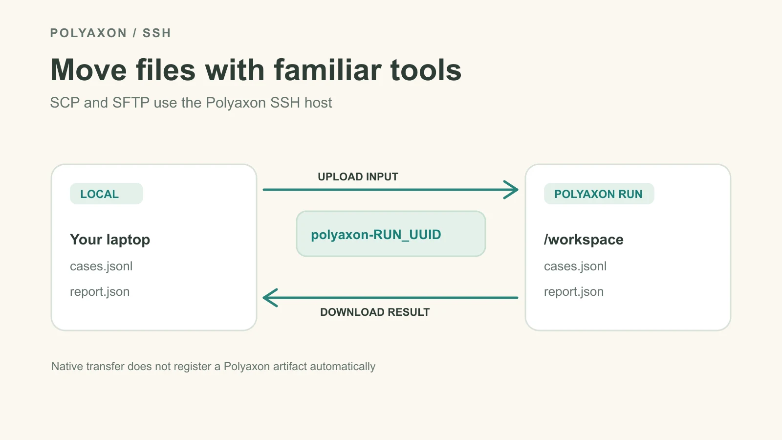 Transfer files to Polyaxon workspaces over SSH