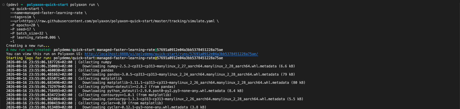 Creating the managed simulator run from the CLI