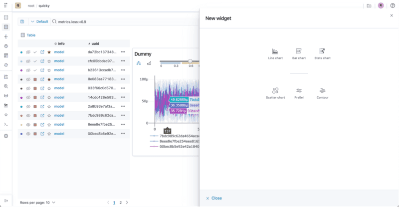 Polyaxon multi-runs visualization widgets