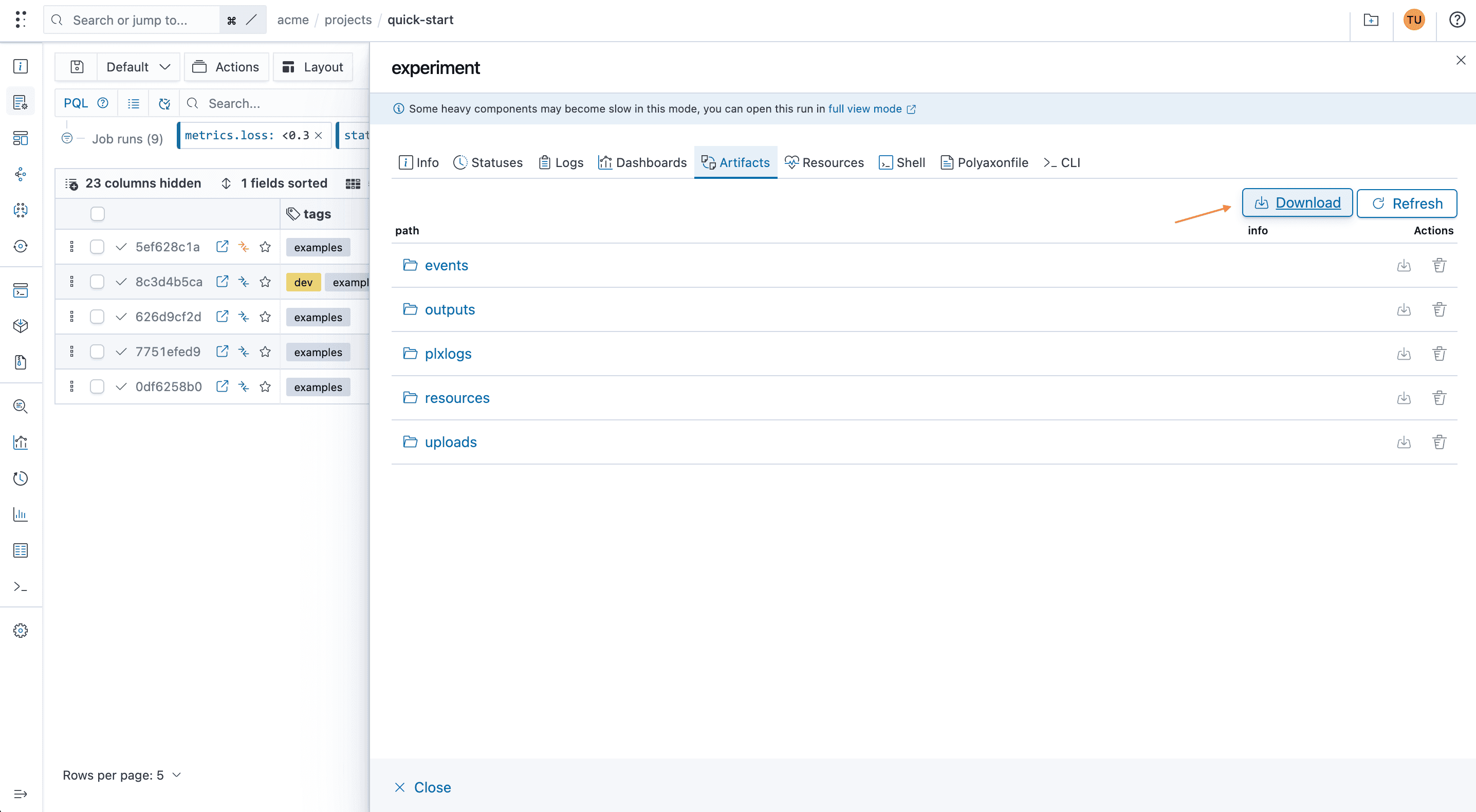 Introduction To Querying Metadata And Artifacts Using Polyaxon The UI ...