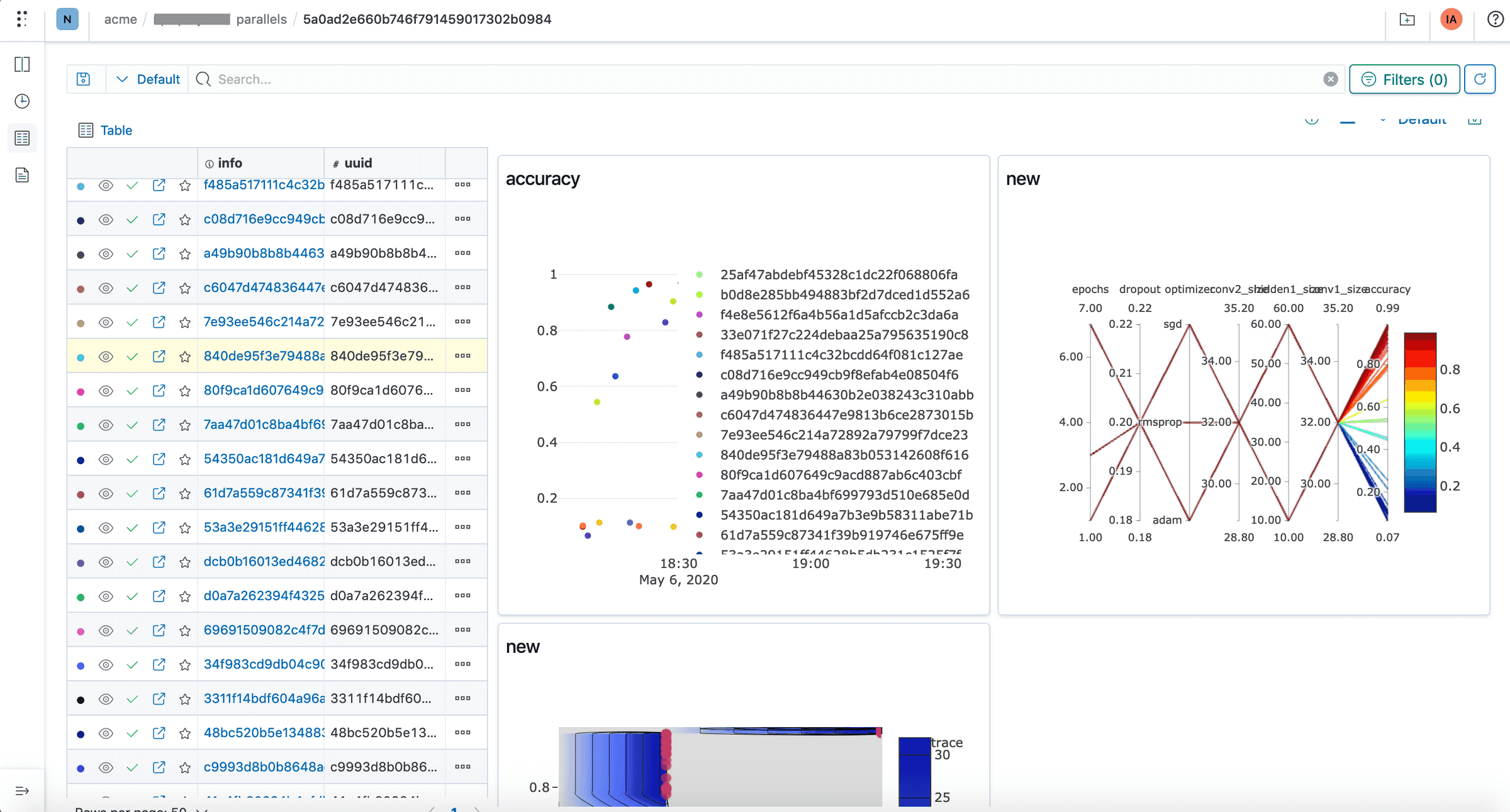 Polyaxon Management Tools And UI - Runs Dashboard - Runs Comparison